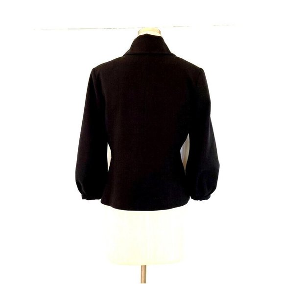 CAbi Abbott Jacket Blazer #3027 Puff Statement Sleeve Button Front Black Sz 4 - Picture 7 of 13